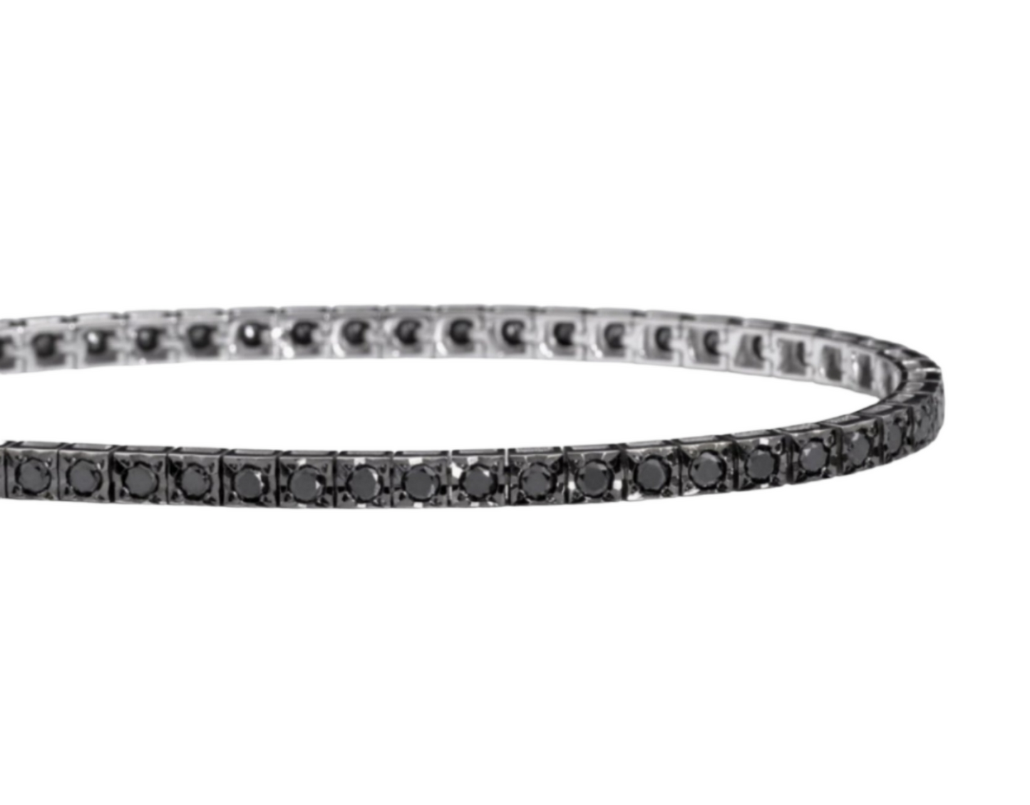 bracciale tennis in oro bianco 18k diamanti naturali neri  4,00ct