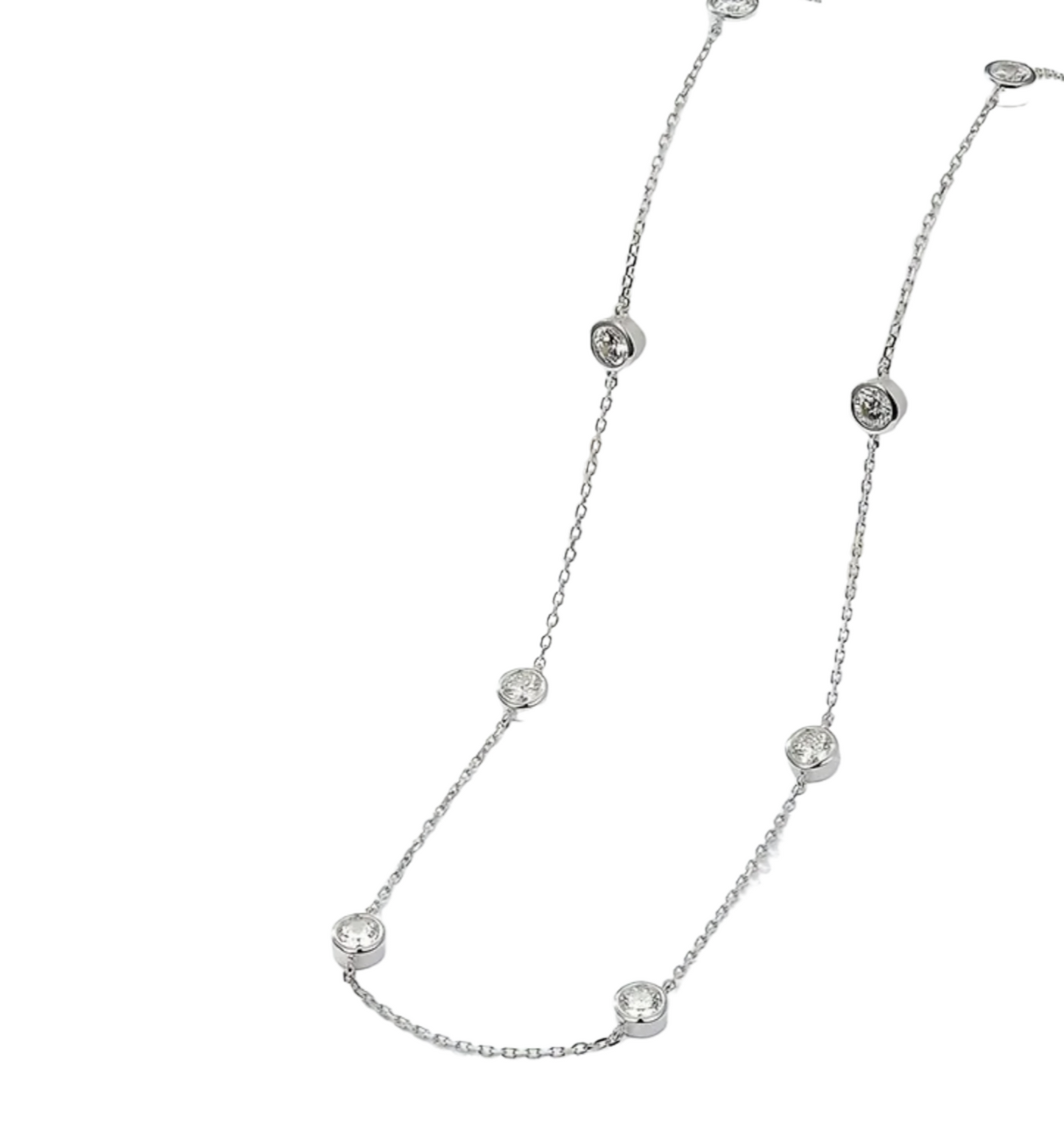 collana in oro bianco 18k 750 e 9 diamanti naturali 0,90 ct