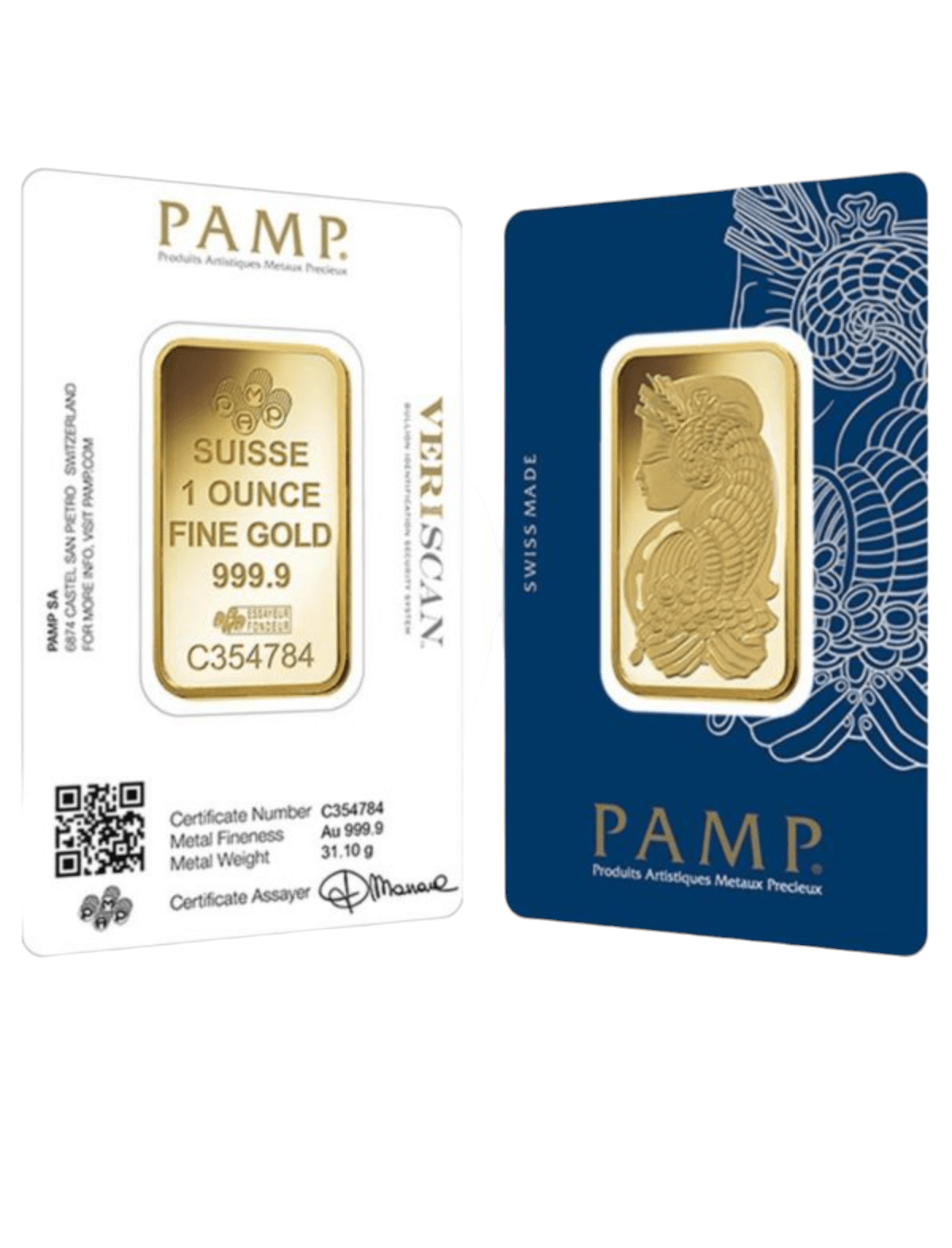 24 Karat reiner Goldbarren, 31,10 Gramm (PAMP)