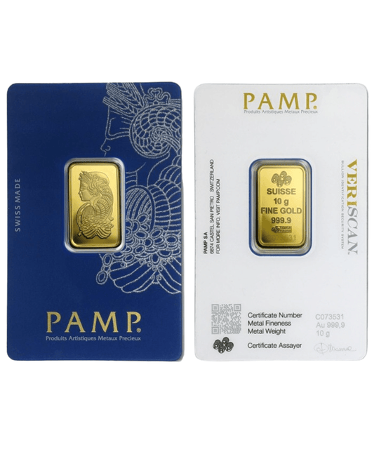 24 Karat reiner Goldbarren, 10 Gramm (PAMP) &amp; The Perth Mint Australia