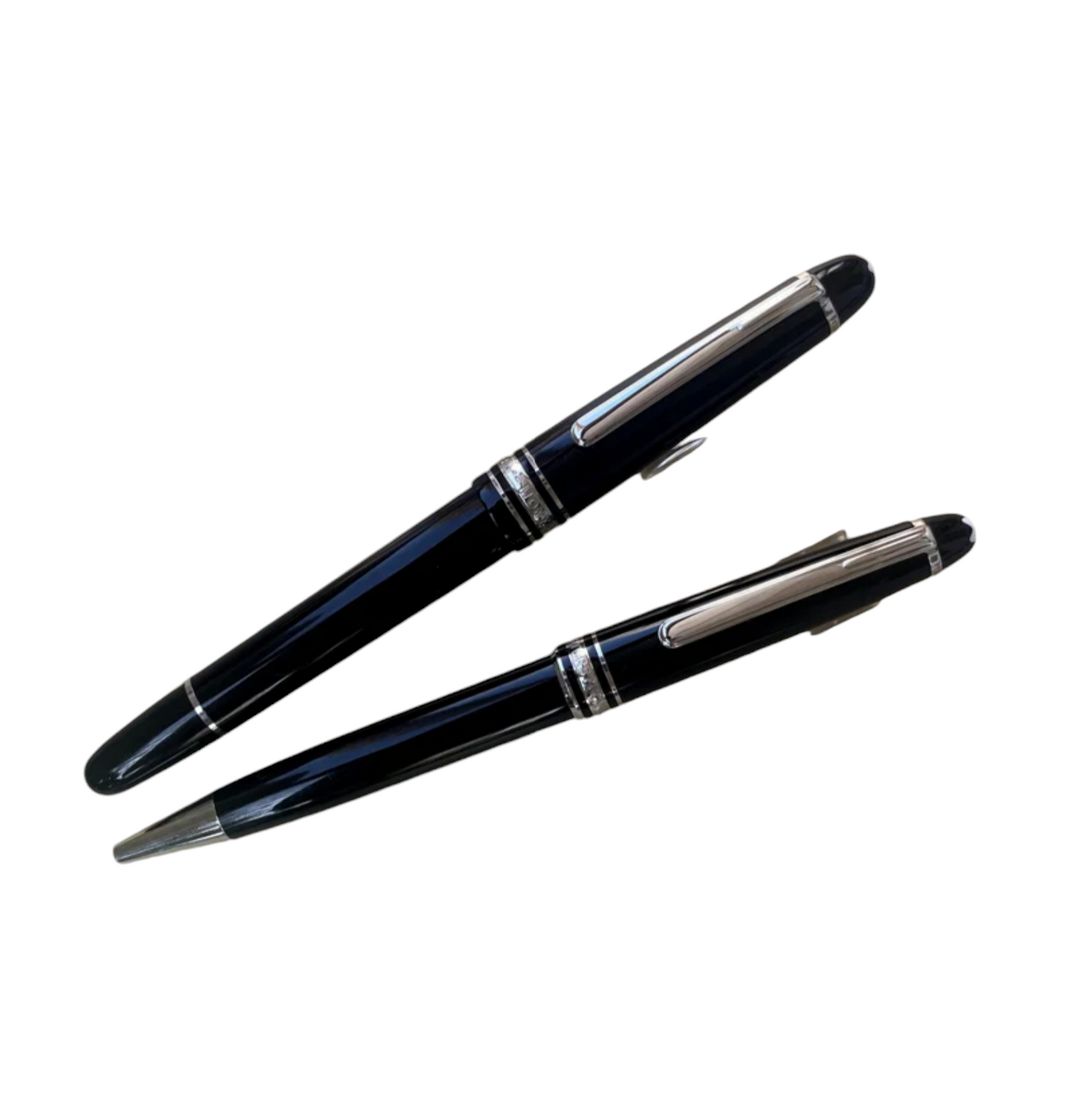 Juego de 2 bolígrafos, pluma estilográfica y bolígrafo 145 Montblanc Meisterstück Glacier Classique 