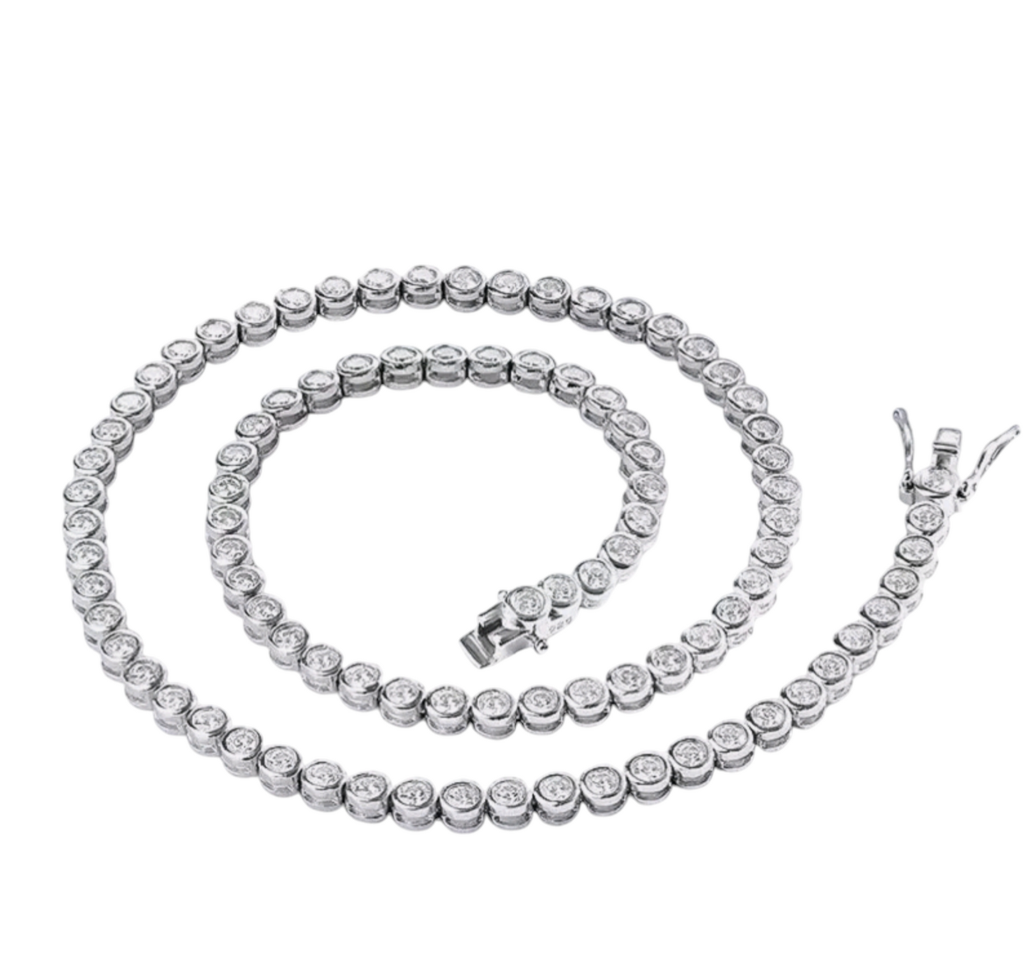 Gargantilla de tenis en oro blanco 750 de 18 quilates con diamantes naturales de 9 ct