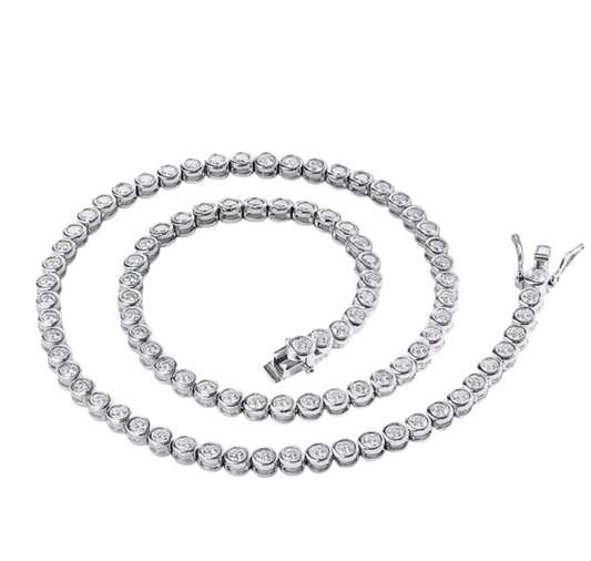 Gargantilla de tenis en oro blanco 750 de 18 quilates con diamantes naturales de 9 ct