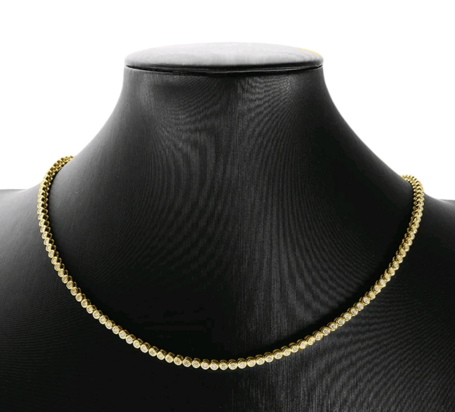 18 Karat 750 Weißgold-Tennis-Choker-Halskette mit 9 Karat Naturdiamanten