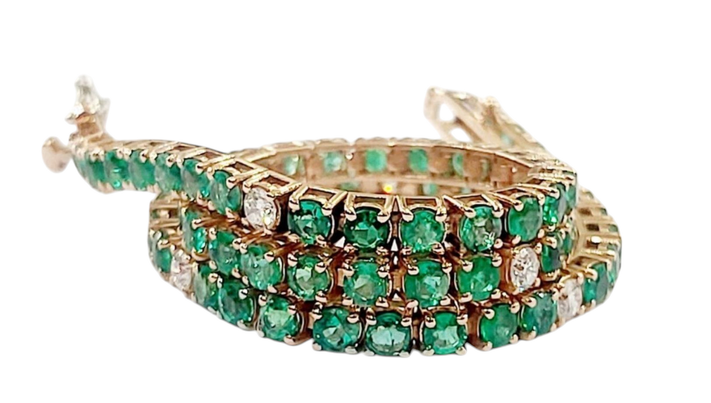 Bracciale tennis in oro e smeraldo naturale 10.08ct