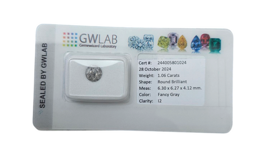 diamante naturale certificato GWLAB  1.06ct