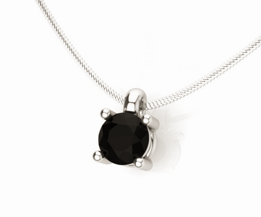 Colgante de punto de luz en oro blanco con diamante negro natural de 1,00 ct