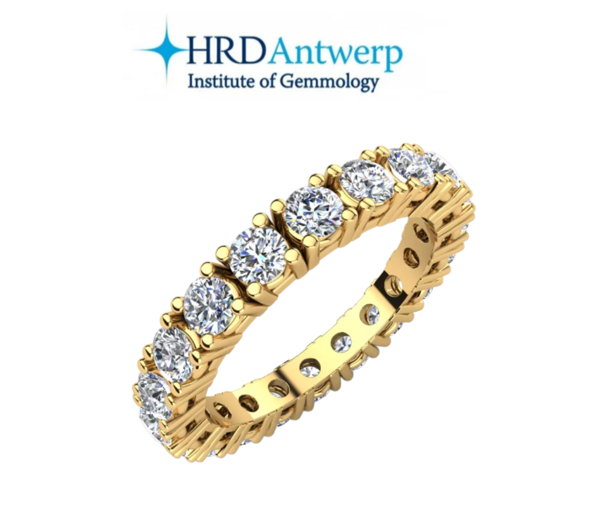 Anillo de oro amarillo de 18k con certificación HRD y diamantes naturales de 3,85 ct