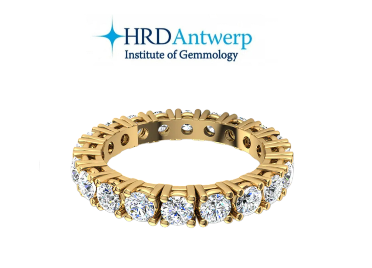 Anillo de oro amarillo de 18k con certificación HRD y diamantes naturales de 3,85 ct