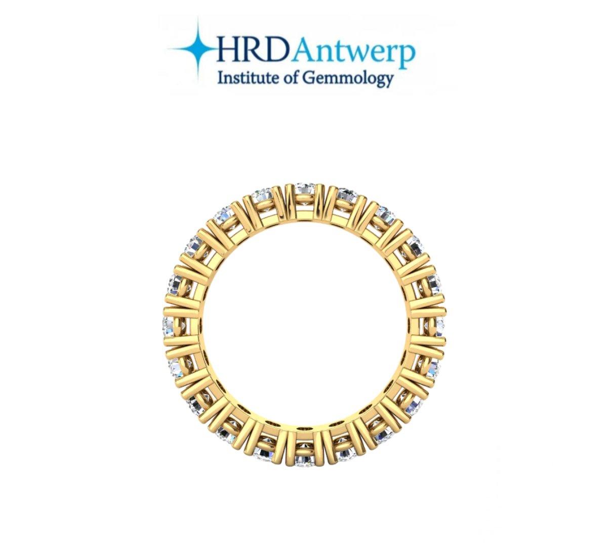 Anillo de oro amarillo de 18k con certificación HRD y diamantes naturales de 3,85 ct