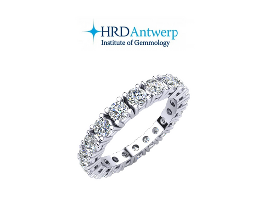 Anillo de eternidad con certificación HRD y diamantes naturales de 3,85 ct