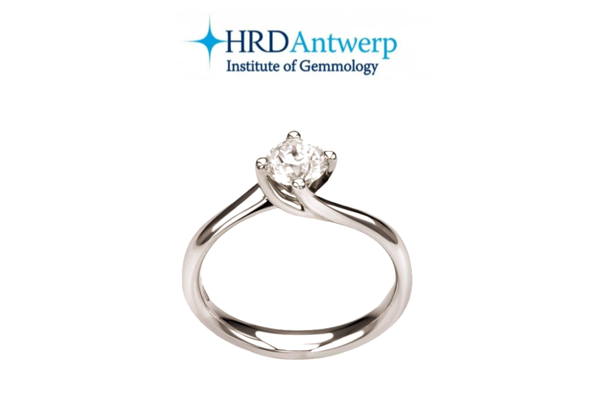 Solitärring aus 18 Karat Weißgold und zentralem Naturdiamanten von 0,40 ct