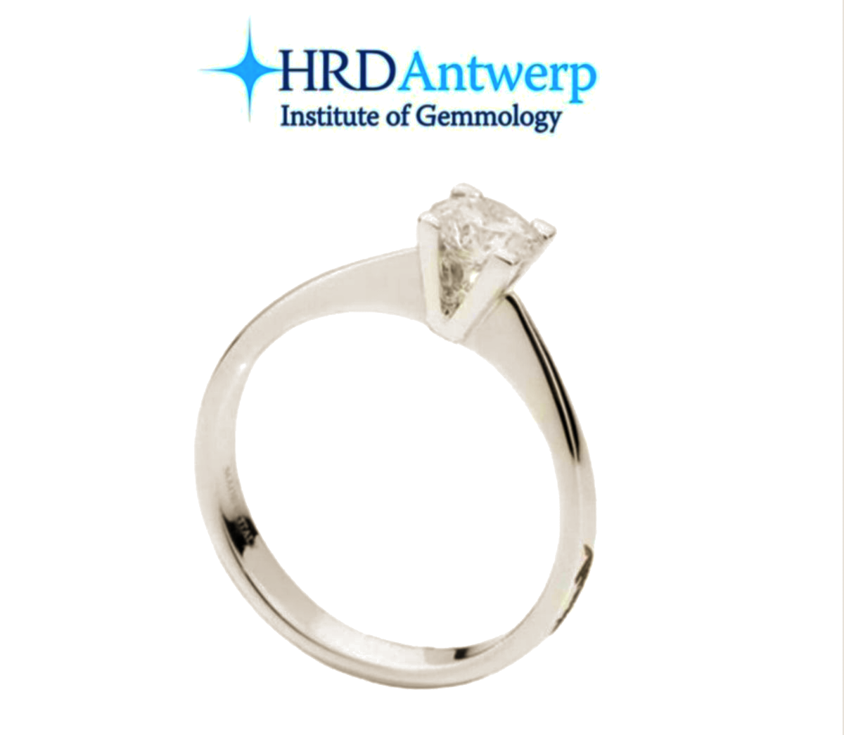 Anello solitario certificato  HRD con diamante naturale centrale 0,40 ct