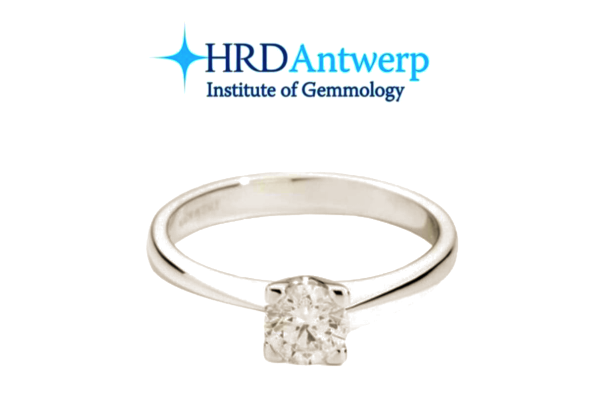 Anello solitario certificato HRD con diamante naturale centrale 0,25 ct