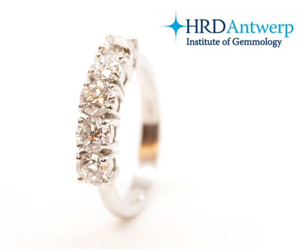 HRD-zertifizierter Eternity-Ring mit 5 natürlichen Diamanten 1,25 ct