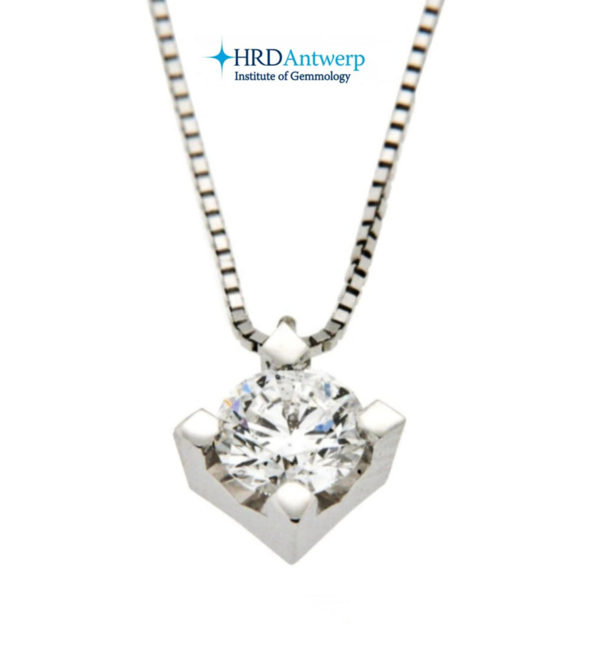 Collana punto luce certificato HRD in oro bianco con diamante naturale 0,13 ct