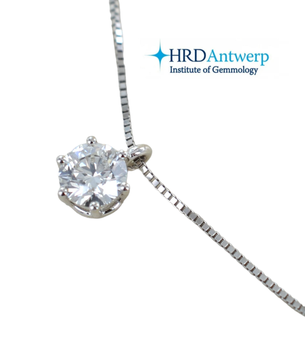 Collana punto luce certificato HRD in oro bianco con diamante naturale 0,60 ct D VVS1