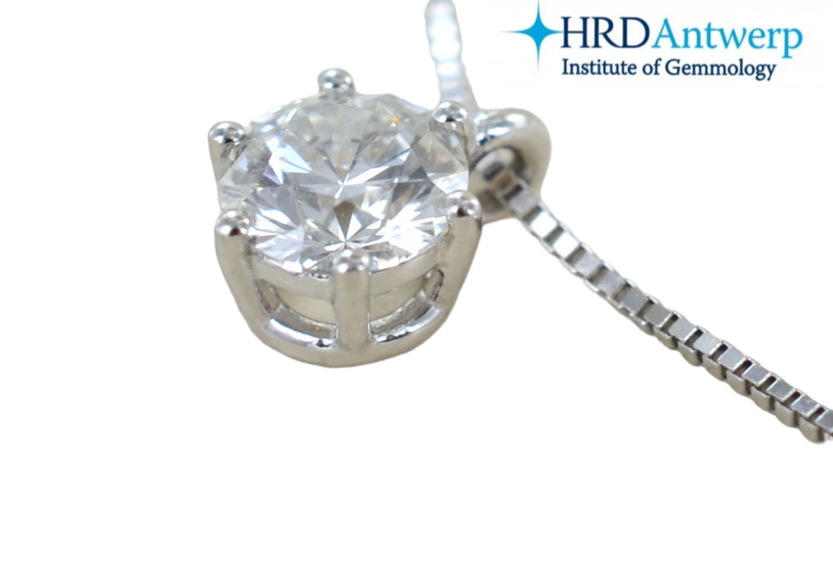 Collana punto luce certificato HRD in oro bianco con diamante naturale 0,60 ct D VVS1