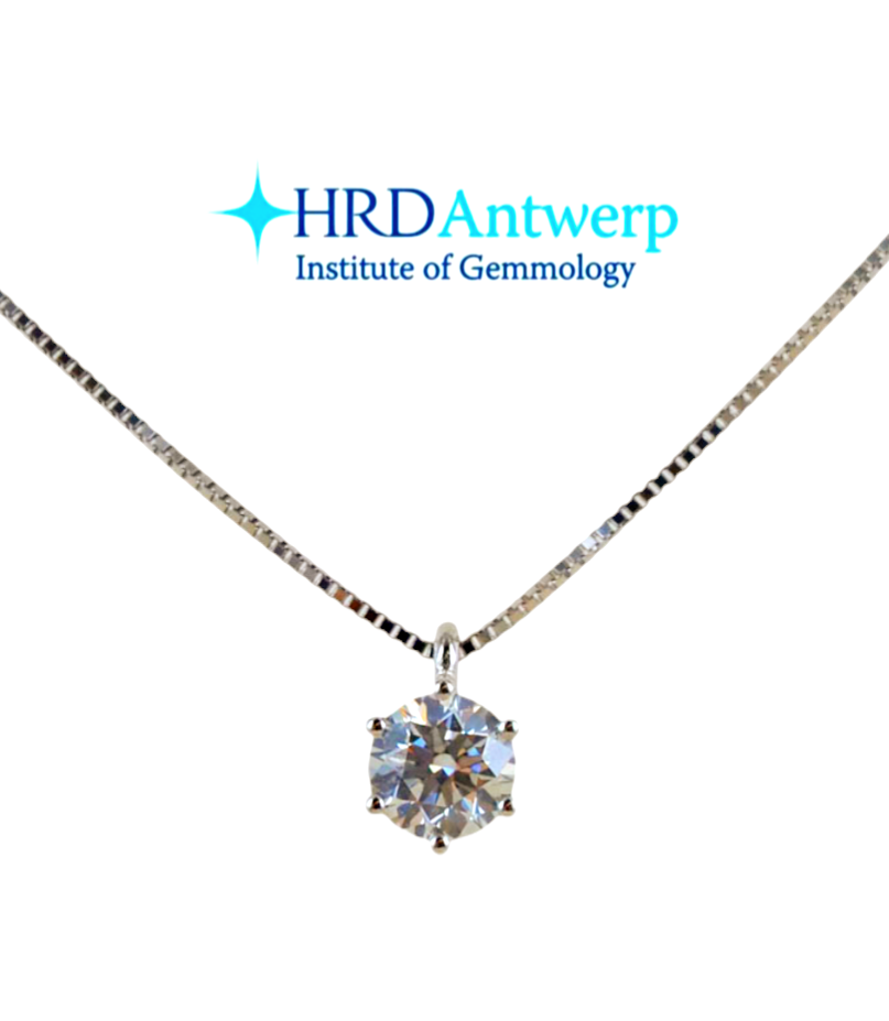 Collana punto luce certificato HRD in oro bianco con diamante naturale 0,60 ct D VVS1