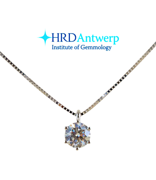 Collana punto luce certificato HRD in oro bianco con diamante naturale 0,60 ct D VVS1