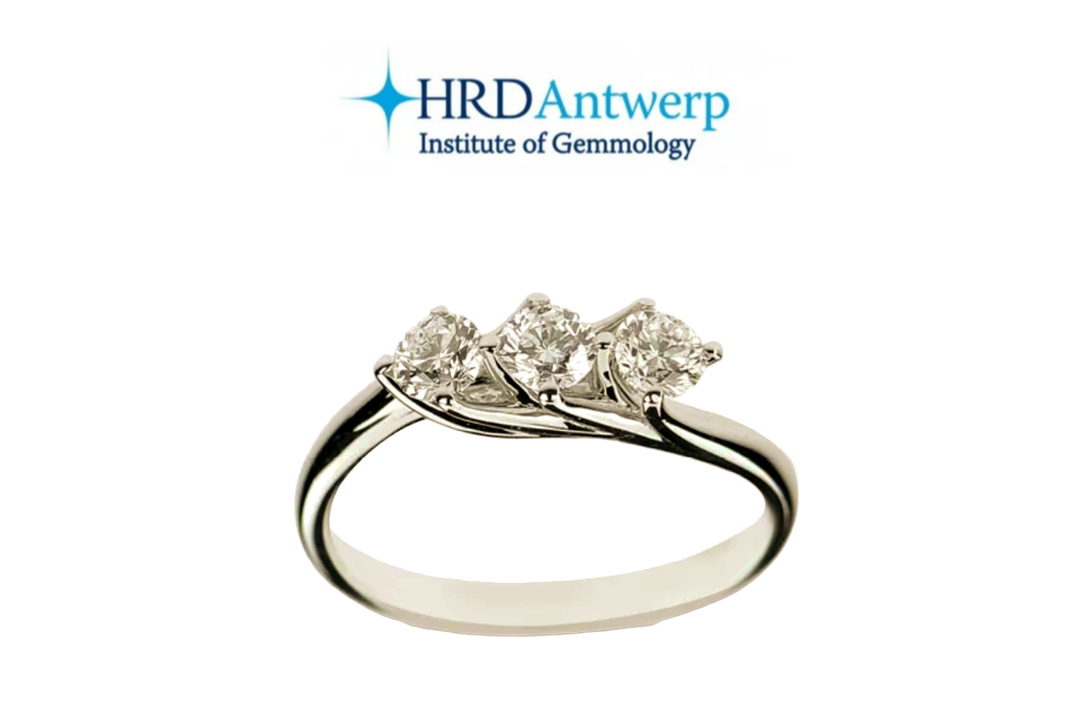 HRD-zertifizierter Trilogy-Ring mit 3 natürlichen Diamanten 0,52 ct