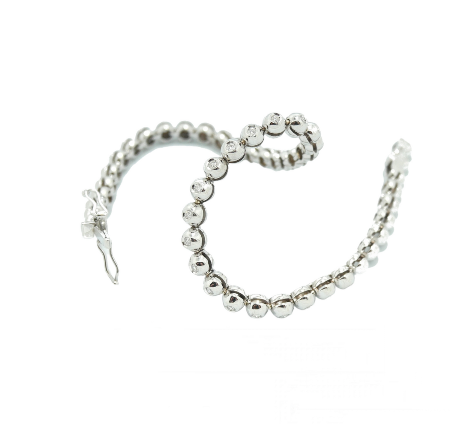 Pulsera de tenis con forma de cebolla en oro blanco de 18 k y diamantes naturales de 1,5 ct