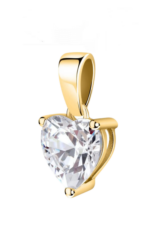 Colgante de oro amarillo de 18 k con punta de luz en forma de corazón y diamante natural de 0,14 ct