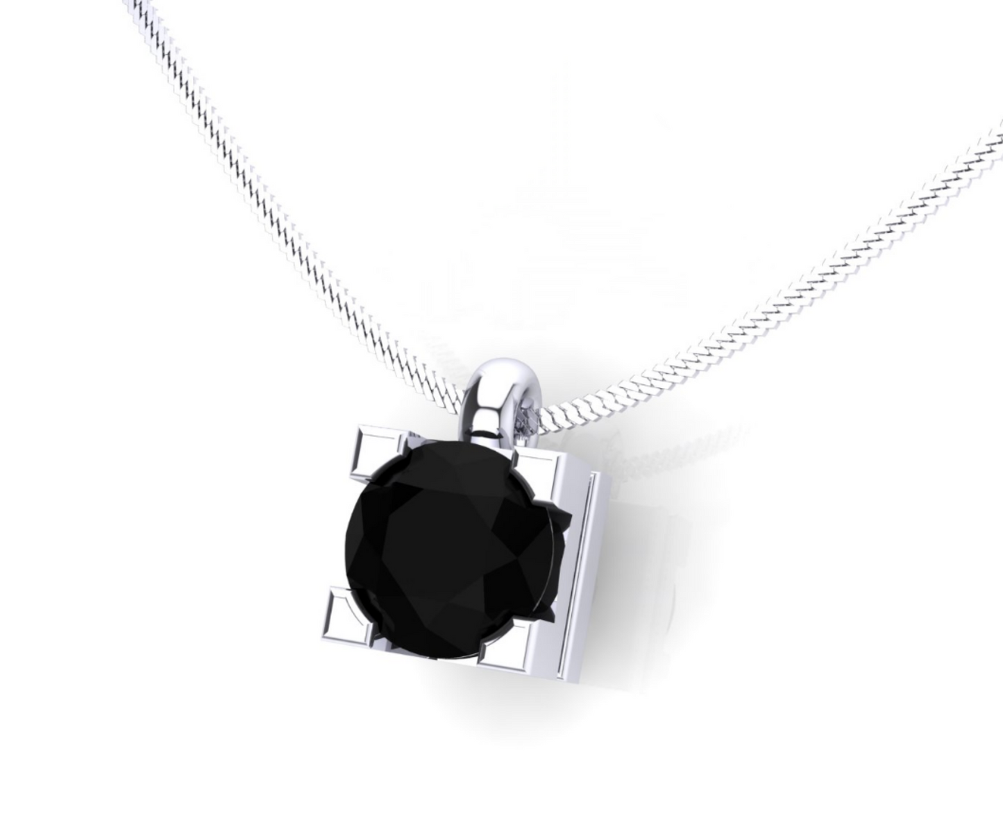 Collar de luz puntual con diamante negro natural de 0,55 ct