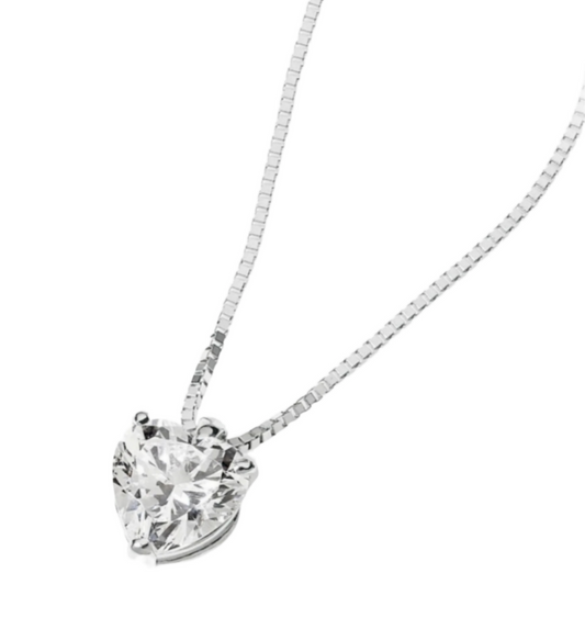 Colgante de punto de luz en oro blanco de 18 k y diamante natural de talla corazón de 0,15 ct