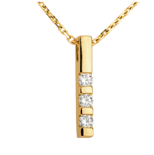 Colgante trilogía oro amarillo 18k con 3 diamantes naturales 0,60ct