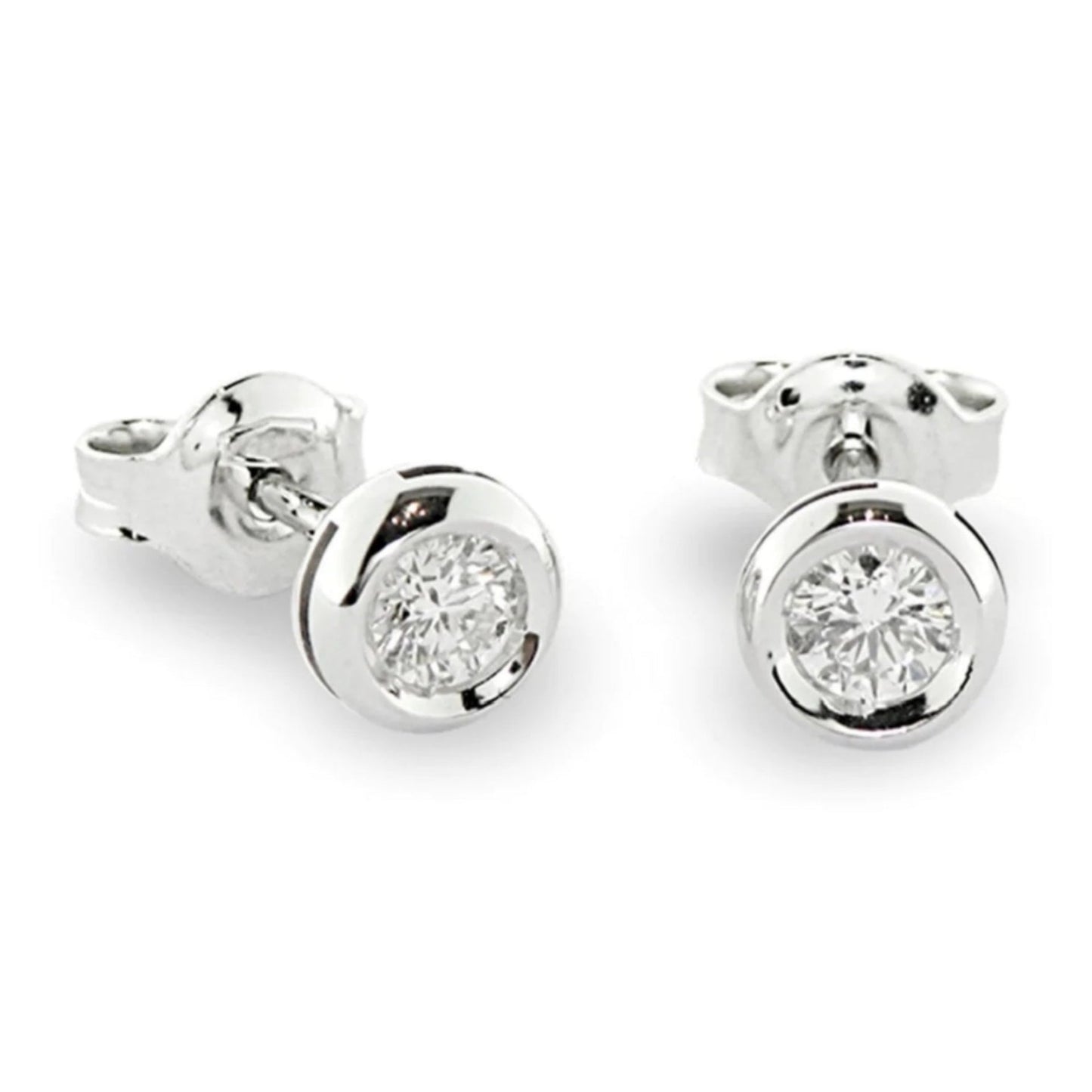 Pendientes de oro blanco de 18k con punta de luz en forma de cebolla y 2 diamantes naturales de 0,30 ct