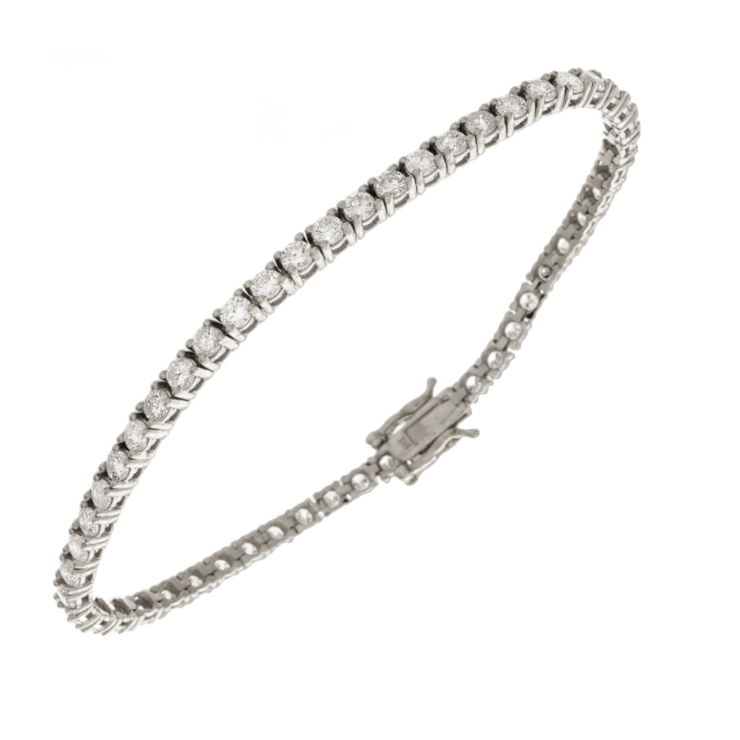 Bracciale tennis certificato HRD in oro bianco 18k e diamanti naturali 1,46 ct F VS1