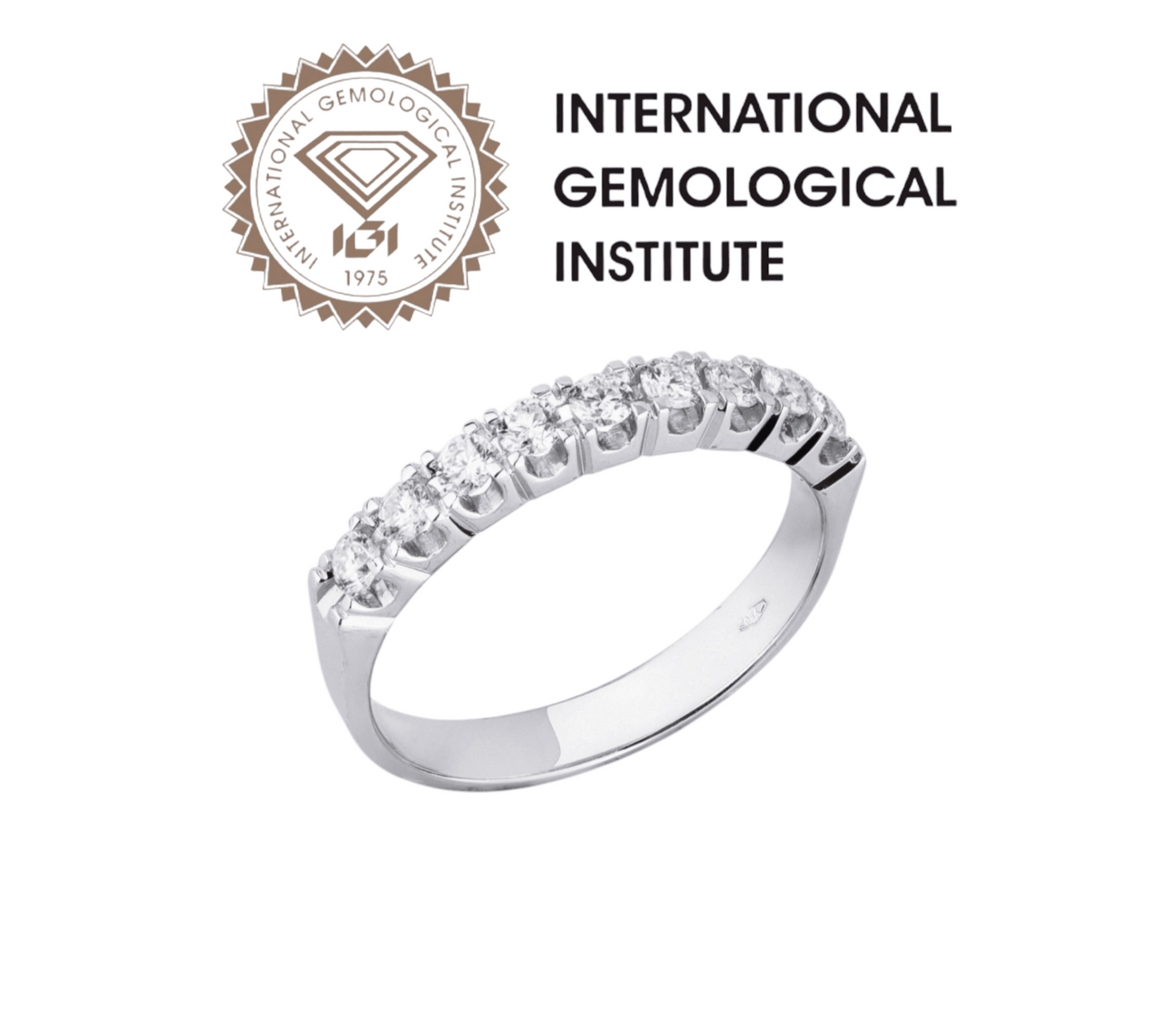 Anillo de 9 diamantes naturales de 1,35 ct con certificación IGI D VVS1