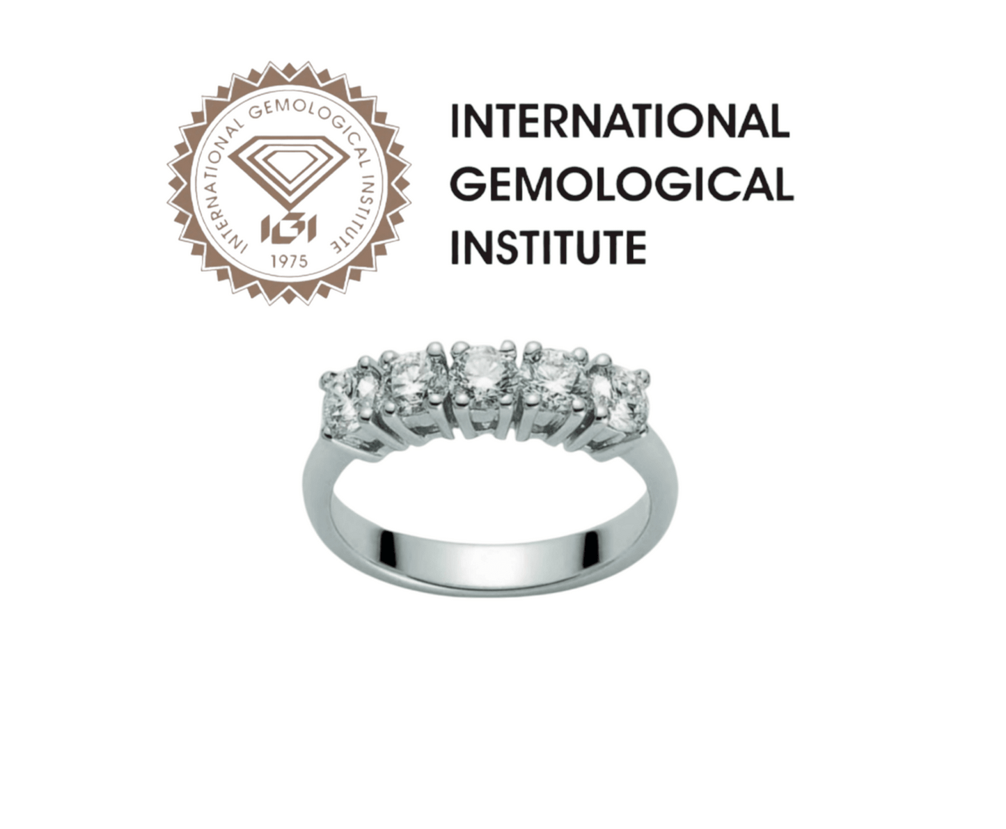 Anillo de 5 diamantes naturales de 1,00 ct con certificación IGI D IF