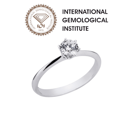 Anillo solitario de diamante natural de 1,00 ct con certificación IGI D IF