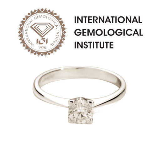 Anillo solitario de diamante natural de 0,50 ct con certificación IGI D IF