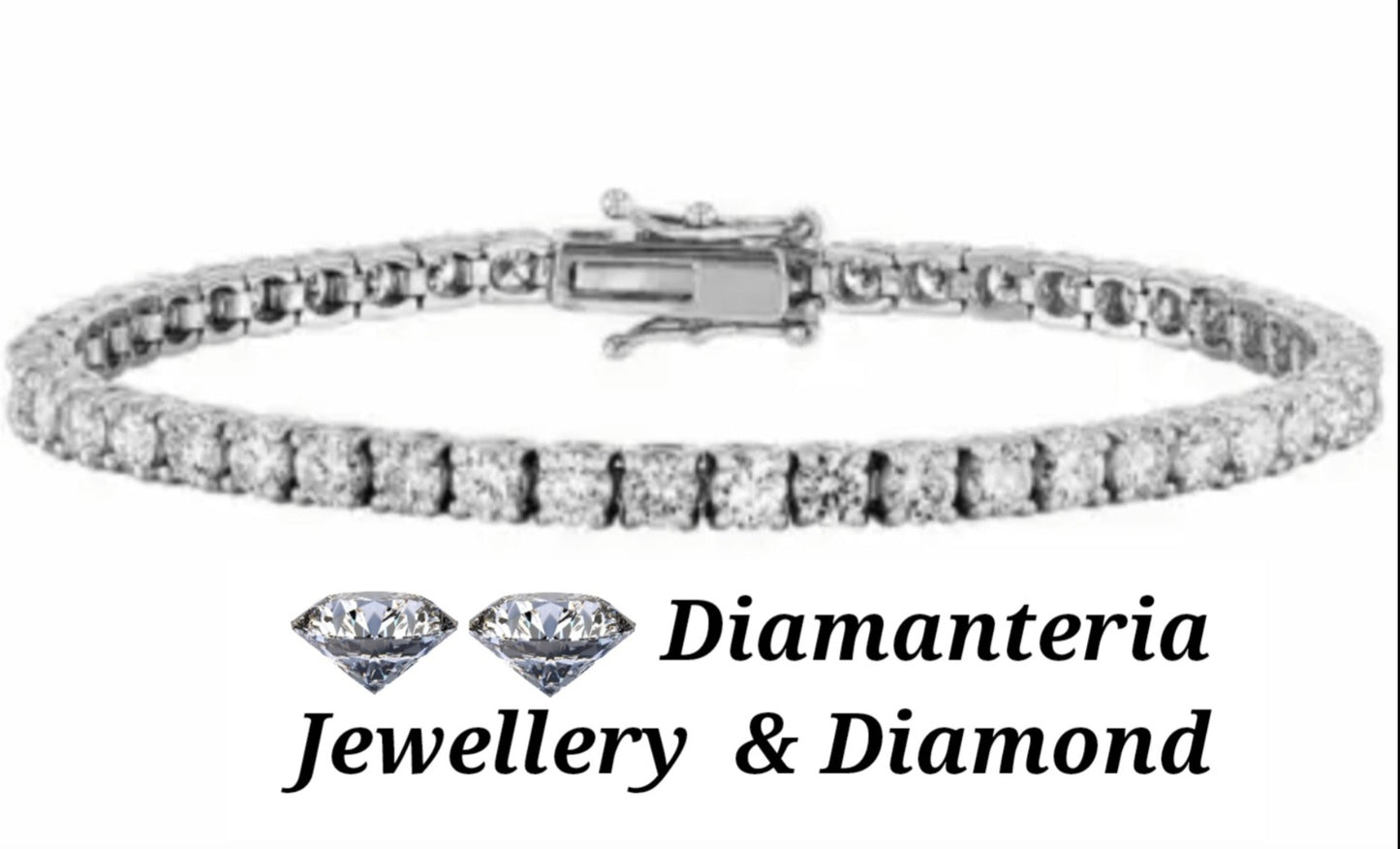 Pulsera de tenis en oro blanco de 18 quilates con diamantes naturales de 10 ct