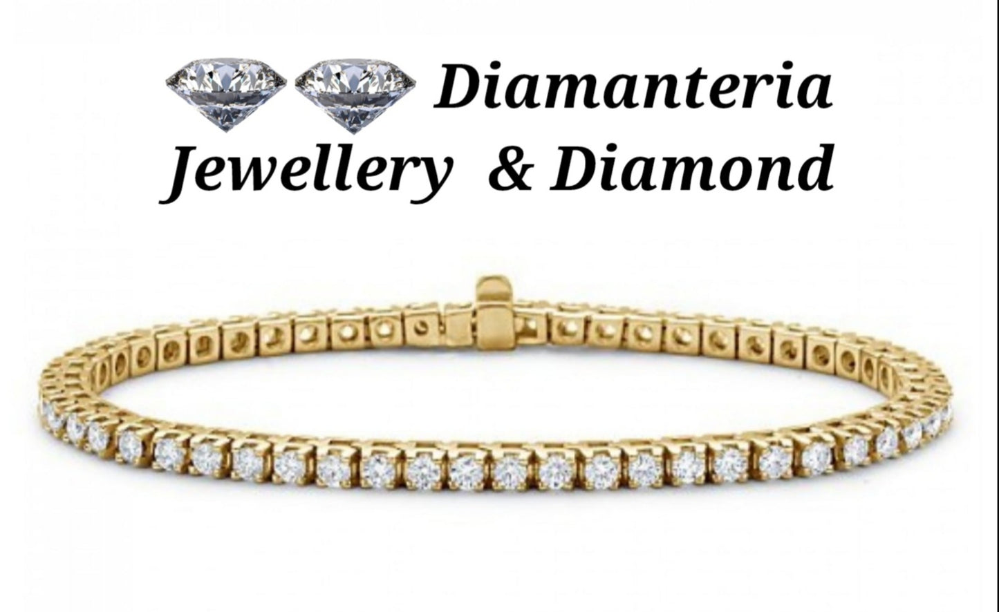 Pulsera de tenis en oro amarillo de 18 k con diamantes naturales de 2,70 ct