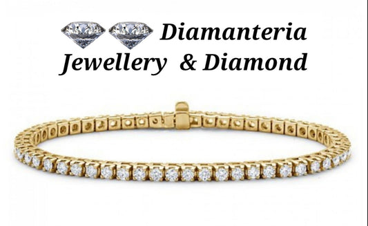 Pulsera de tenis en oro amarillo de 18 k con diamantes naturales de 4,00 ct