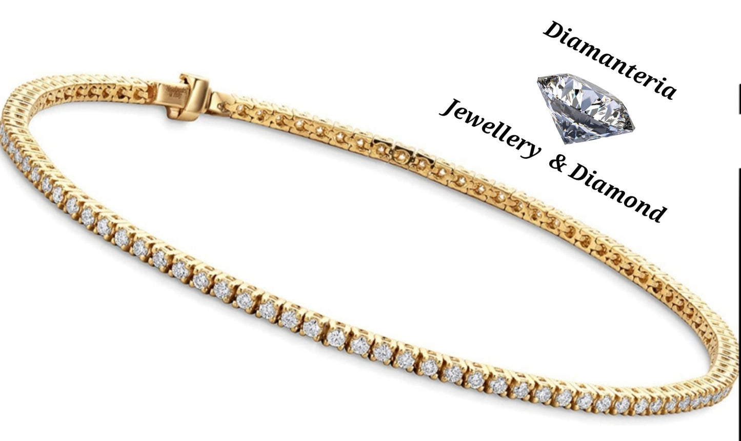 Pulsera de tenis en oro amarillo de 18 k con diamantes naturales de 5,40 ct