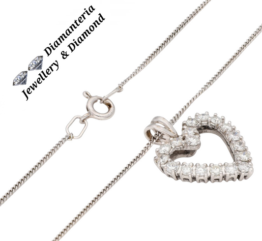 Collana cuore in oro e diamanti naturali 0.54ct