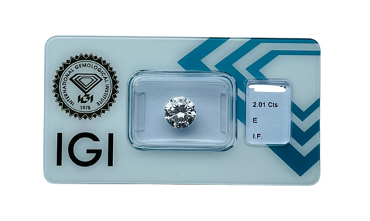 Diamante naturale certificato IGI 2.01ct   E IF