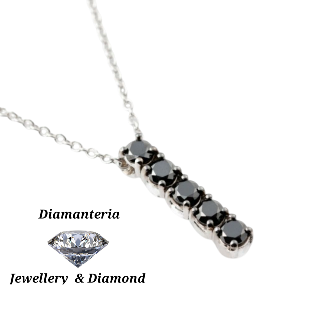 Ciondolo a 5 pietre con diamanti naturali black 0.50ct