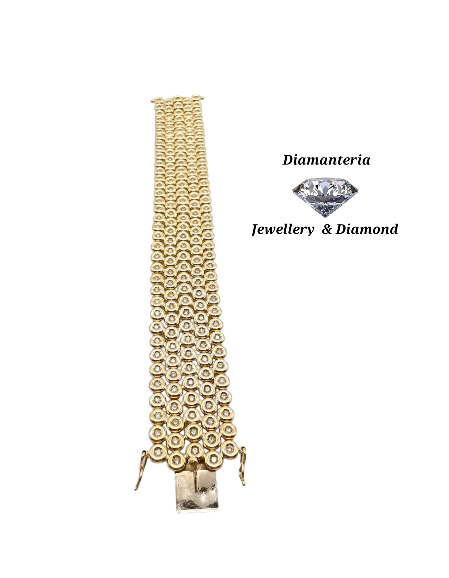 Bracciale tennis in oro giallo e diamanti naturali 25.20 ct