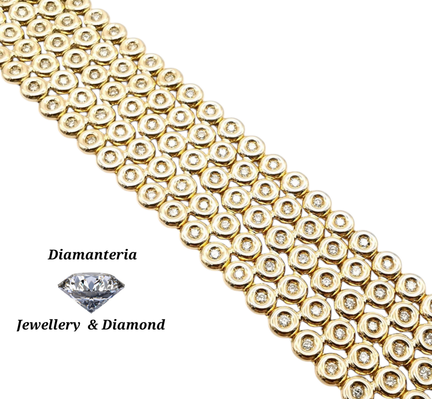 Bracciale tennis in oro giallo e diamanti naturali 25.20 ct