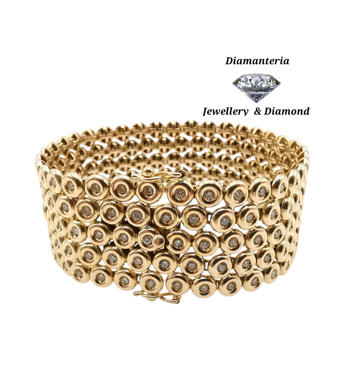 Bracciale tennis in oro giallo e diamanti naturali 17.50 ct