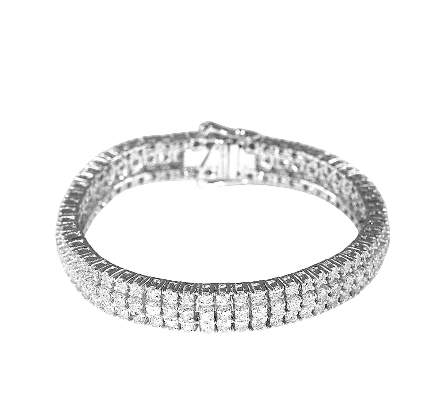 Bracciale tennis a 3 fili oro bianco e diamanti naturali 17.70 ct