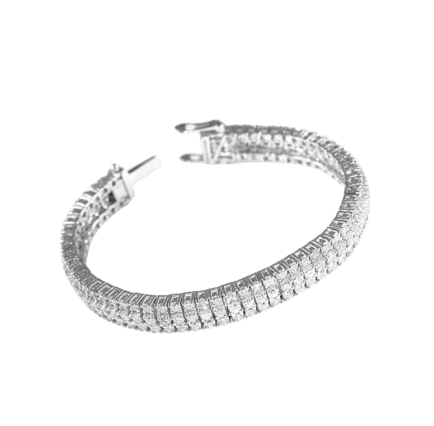 Bracciale tennis a 3 fili oro bianco e diamanti naturali 17.70 ct