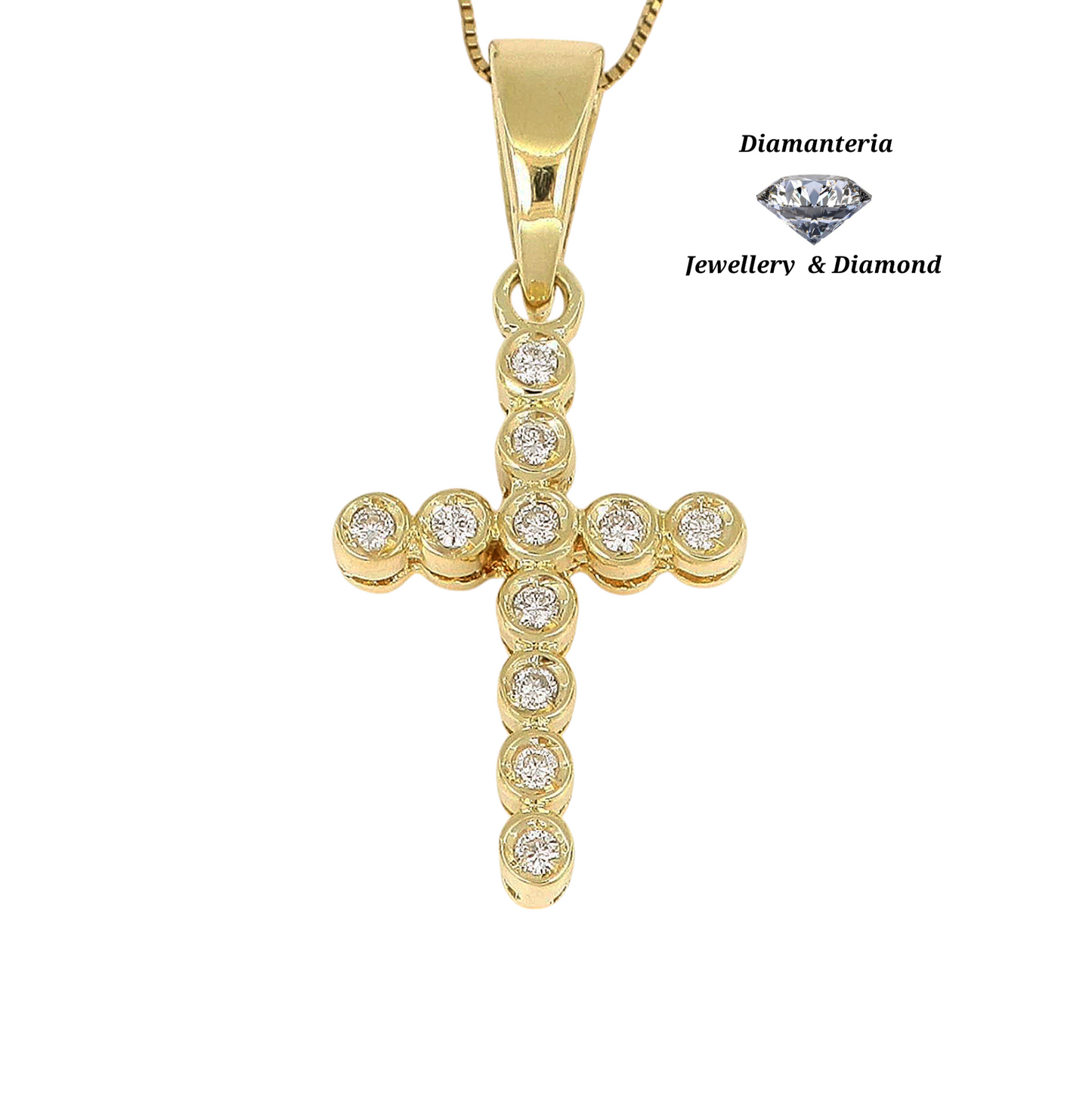 Collana croce in oro e diamanti naturali 0.55 ct