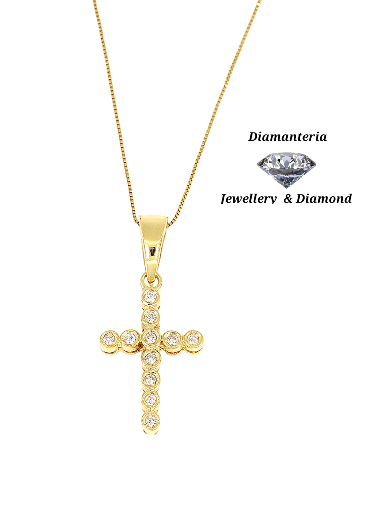 Collana croce in oro e diamanti naturali 0.55 ct